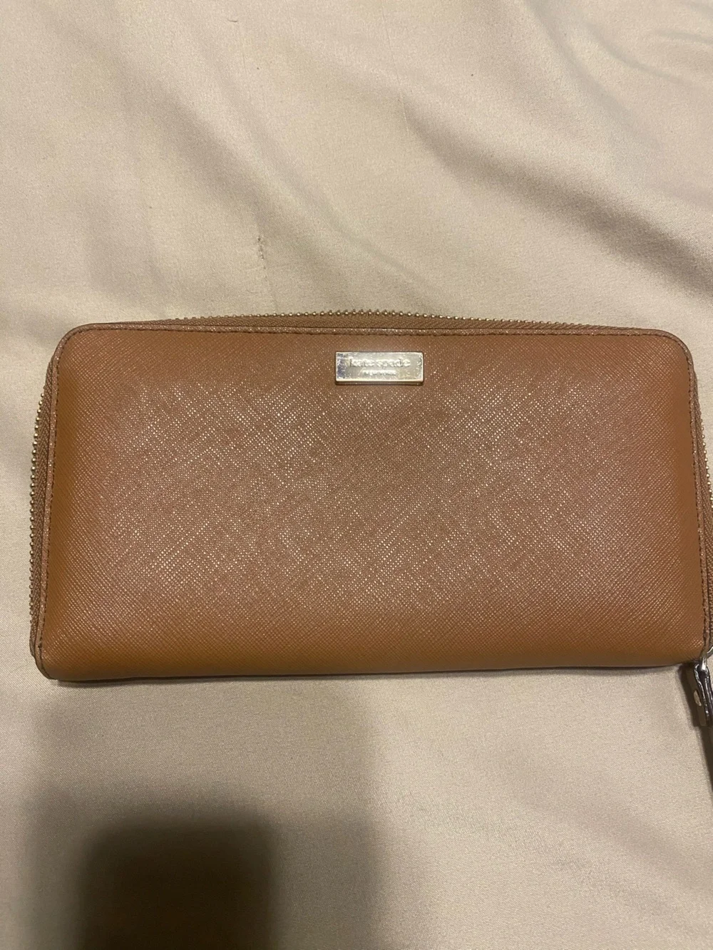 kate spade Cognac Zip-Around Leather Wallet